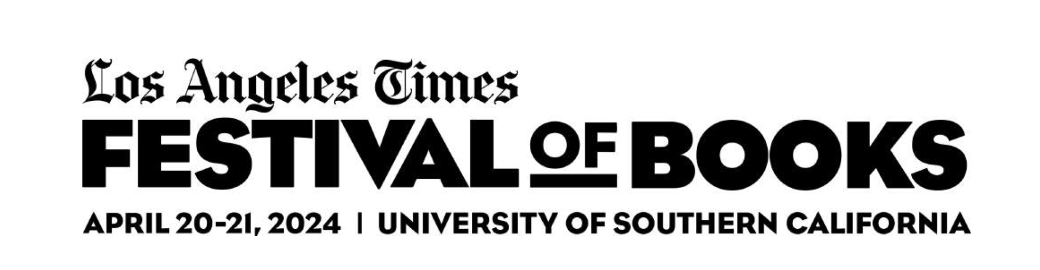 plain black-and-white banner for the LA Times Festival of Books 2024, April 20-21